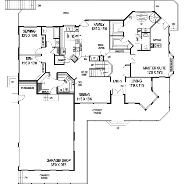 Traditional House Plan First Floor - Park Steed Rustic Home 085D-0846 - Shop House Plans and More