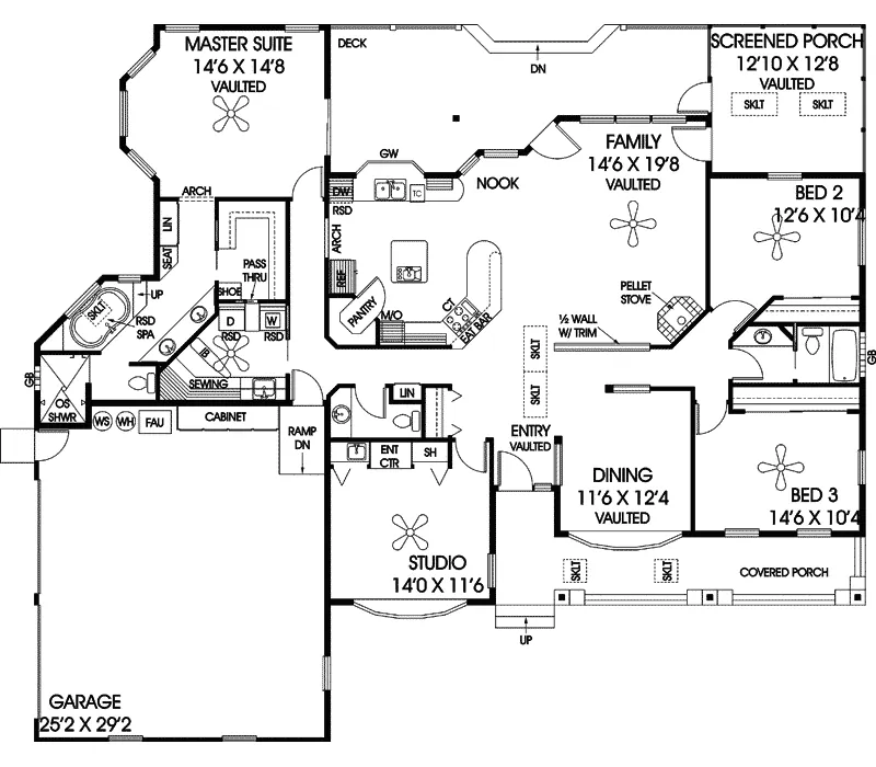 Ranch House Plan First Floor - Tanyard Creek Traditional Home 085D-0848 - Shop House Plans and More