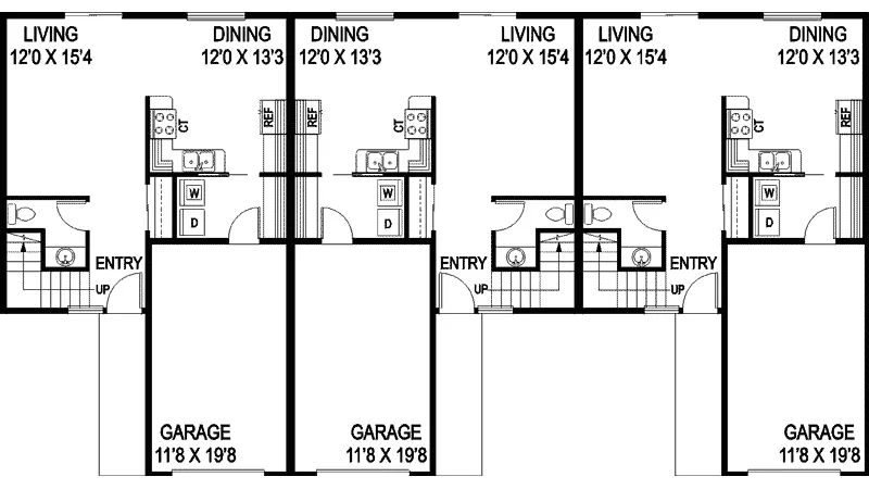 Modern House Plan First Floor - Ozark Meadows Triplex Home 085D-0850 - Shop House Plans and More