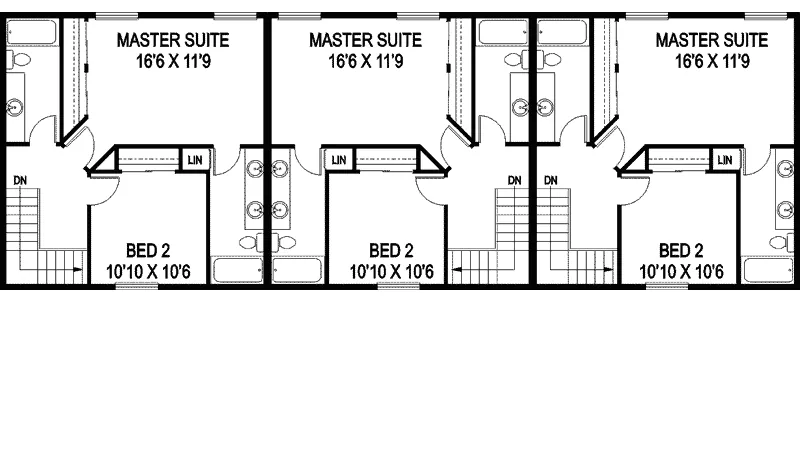 Modern House Plan Second Floor - Ozark Meadows Triplex Home 085D-0850 - Shop House Plans and More