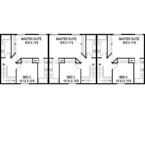 Contemporary House Plan Second Floor - Ozark Meadows Triplex Home 085D-0850 - Shop House Plans and More