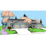 Contemporary House Plan Front of Home - Ozark Meadows Triplex Home 085D-0850 - Shop House Plans and More