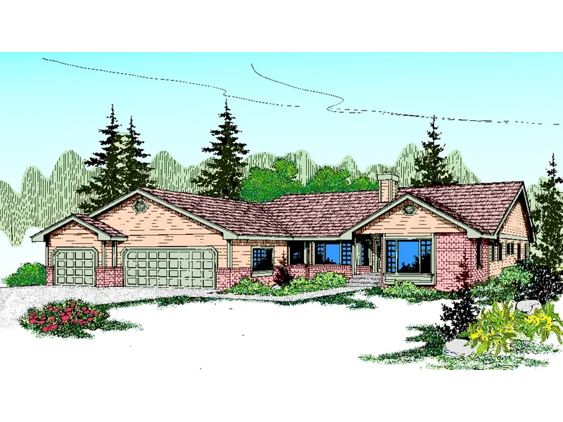 Ranch House Plan Front of Home - Carmona Ranch Home 085D-0851 - Search House Plans and More