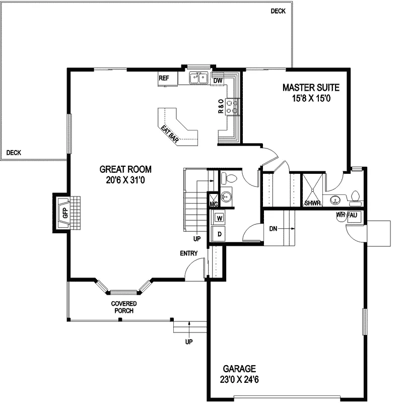Country House Plan First Floor - Judith Place Bungalow Home 085D-0852 - Search House Plans and More