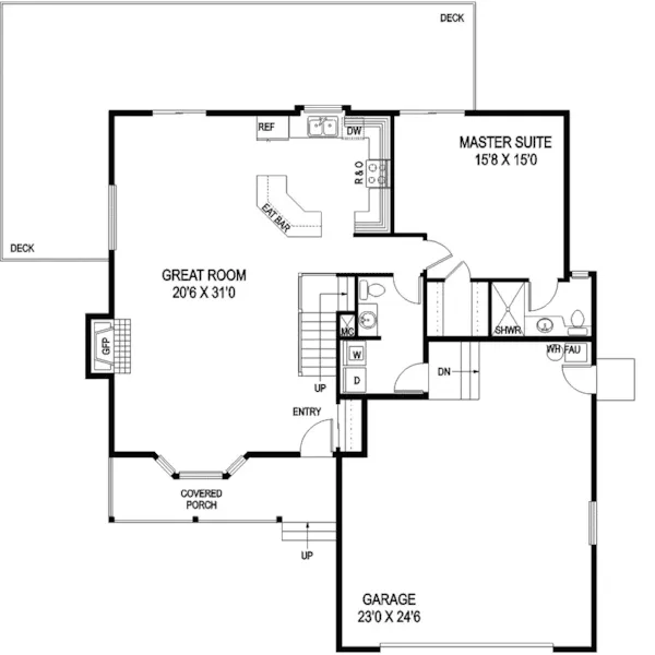 Traditional House Plan First Floor - Judith Place Bungalow Home 085D-0852 - Search House Plans and More