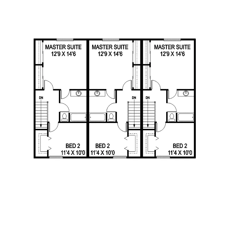 Multi-Family House Plan Second Floor - Dorian Place 2-Story Triplex 085D-0854 - Search House Plans and More