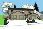 Multi-Family House Plan Front of Home - Dorian Place 2-Story Triplex 085D-0854 - Search House Plans and More