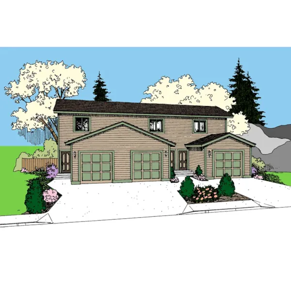 Multi-Family House Plan Front of Home - Dorian Place 2-Story Triplex 085D-0854 - Search House Plans and More