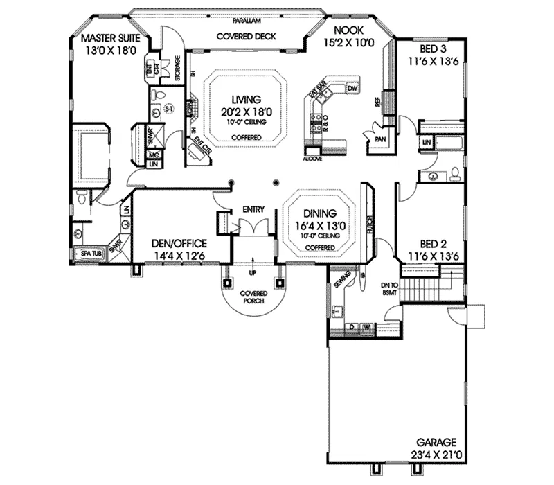 Ranch House Plan First Floor - Concord Pond Ranch Home 085D-0855 - Search House Plans and More