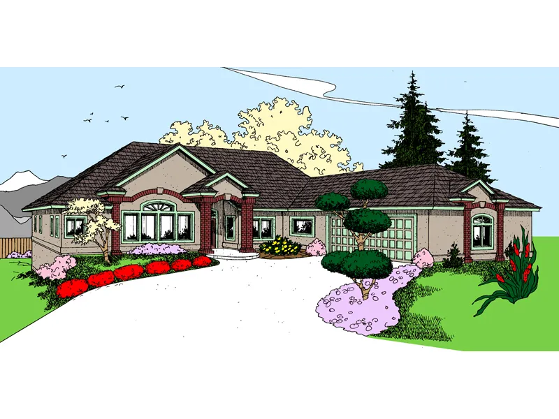 Craftsman House Plan Front of Home - Concord Pond Ranch Home 085D-0855 - Search House Plans and More