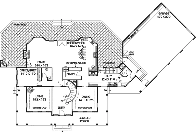 Farmhouse Plan First Floor - Louwen Luxury Home 085D-0856 - Shop House Plans and More