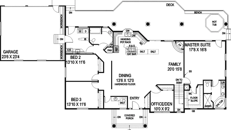Traditional House Plan First Floor - Esmeralda Run Craftsman Home 085D-0857 - Search House Plans and More