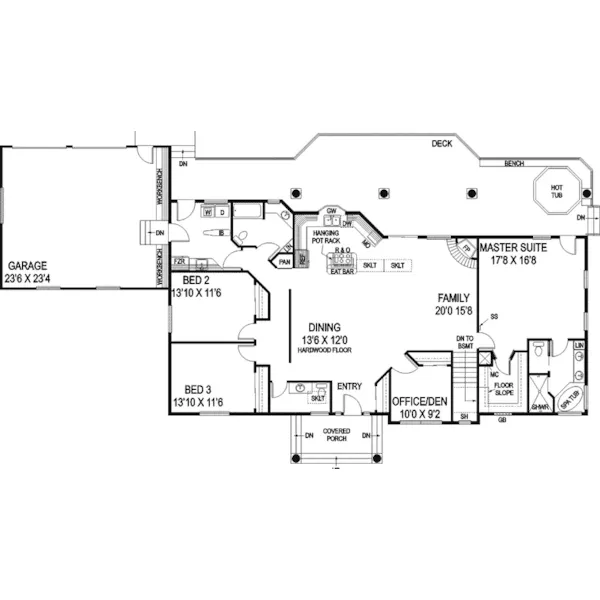 Ranch House Plan First Floor - Esmeralda Run Craftsman Home 085D-0857 - Search House Plans and More