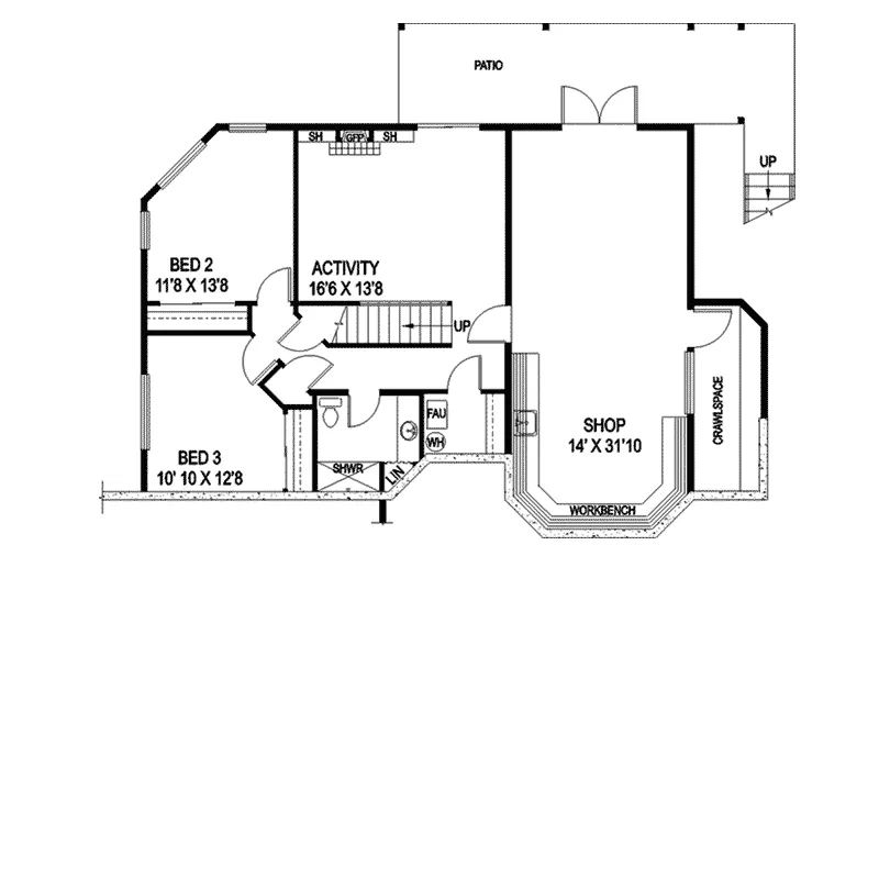 Country House Plan Lower Level Floor - Goodrich Bungalow Home 085D-0860 - Search House Plans and More