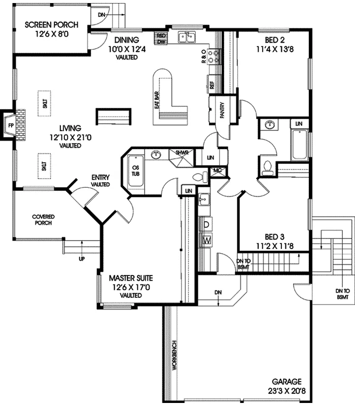 Country House Plan First Floor - Balsam Hill Cottage Ranch Home 085D-0861 - Search House Plans and More