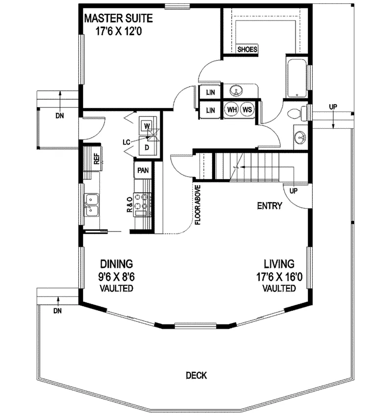 Modern House Plan First Floor - Ackerman A-Frame Waterfront Home 085D-0862 - Search House Plans and More