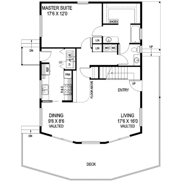 A-Frame House Plan First Floor - Ackerman A-Frame Waterfront Home 085D-0862 - Search House Plans and More