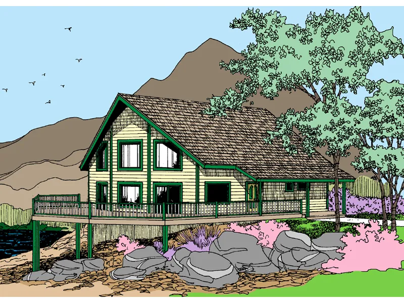Vacation House Plan Front of Home - Ackerman A-Frame Waterfront Home 085D-0862 - Search House Plans and More