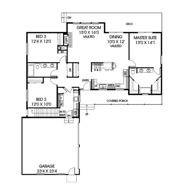 Ranch House Plan First Floor - Red Spring Country Bungalow Home 085D-0863 - Shop House Plans and More