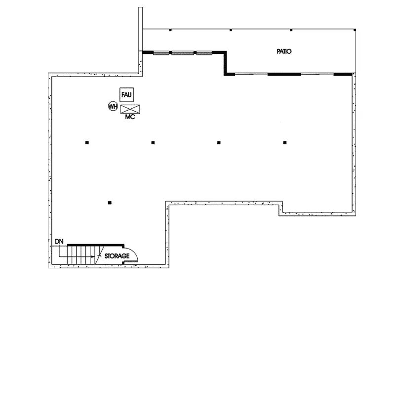 Traditional House Plan Lower Level Floor - Red Spring Country Bungalow Home 085D-0863 - Shop House Plans and More