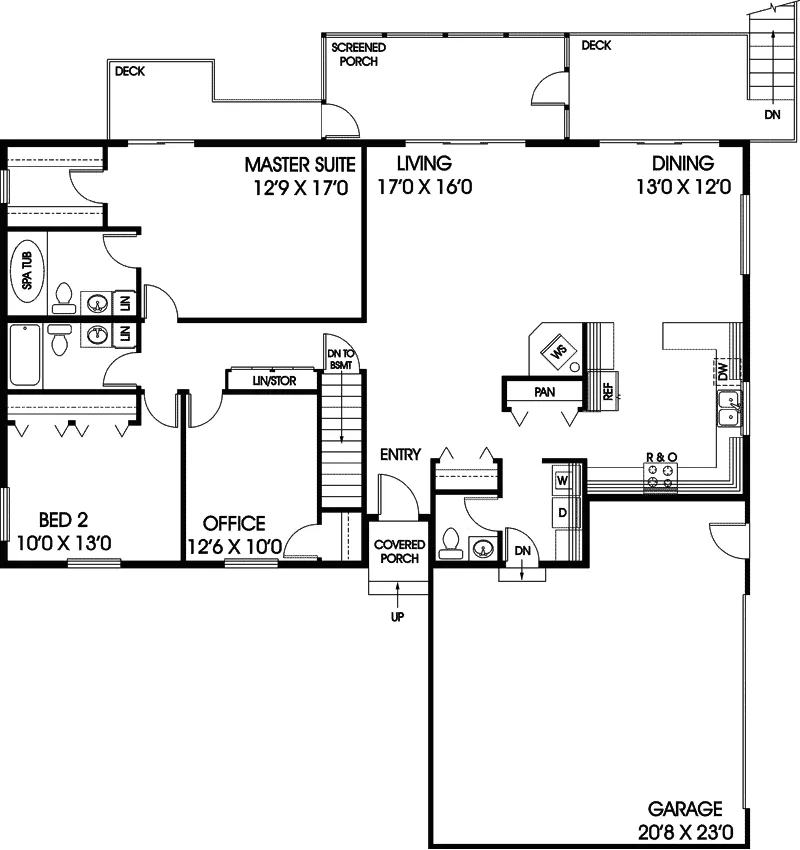 Ranch House Plan First Floor - Lopina Ranch Home 085D-0864 - Shop House Plans and More
