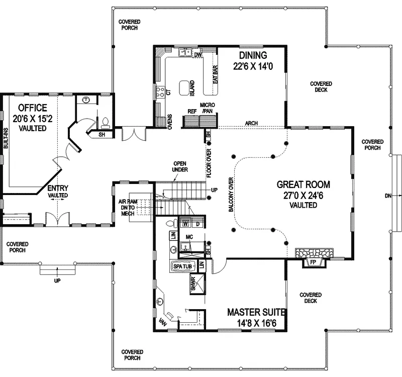 Craftsman House Plan First Floor - Golden Oak Country Home 085D-0866 - Search House Plans and More