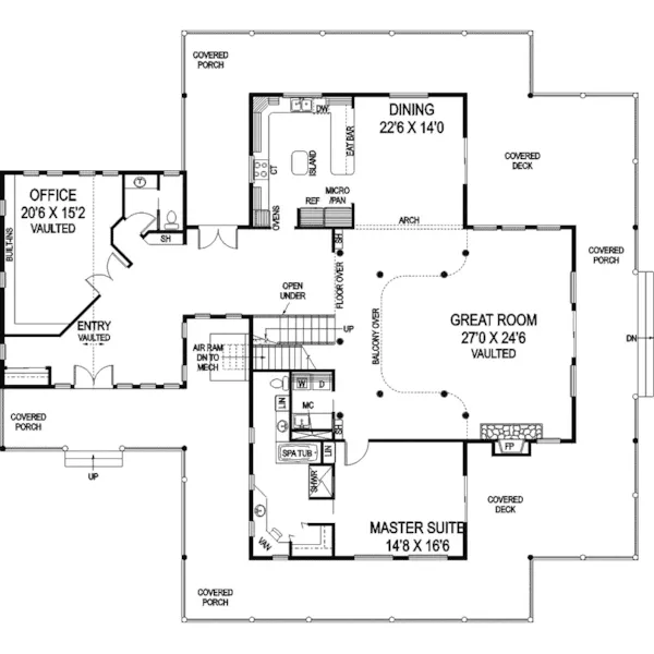 Farmhouse Plan First Floor - Golden Oak Country Home 085D-0866 - Search House Plans and More