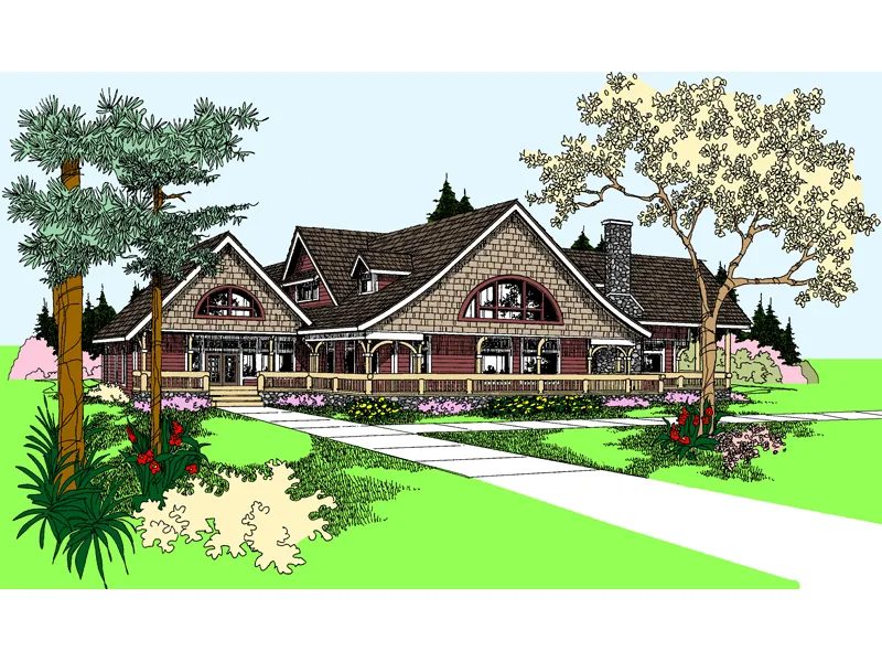 Craftsman House Plan Front of Home - Golden Oak Country Home 085D-0866 - Search House Plans and More