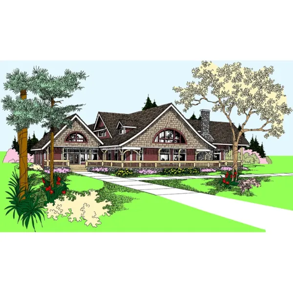 Farmhouse Plan Front of Home - Golden Oak Country Home 085D-0866 - Search House Plans and More