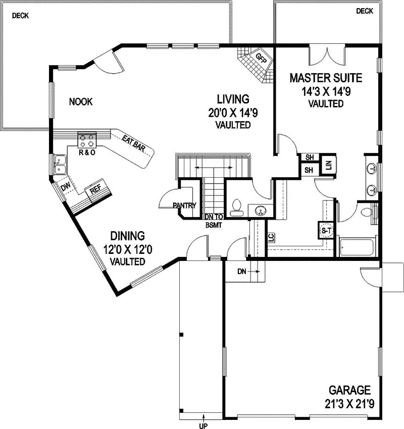 Contemporary House Plan First Floor - Rudy Ridge Contemporary Home 085D-0868 - Shop House Plans and More