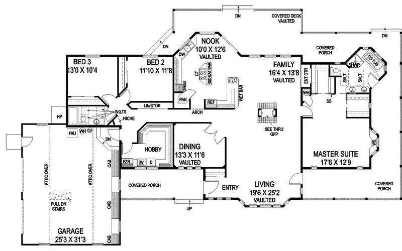 Country House Plan First Floor - Maple Woods Country Ranch Home 085D-0869 - Shop House Plans and More