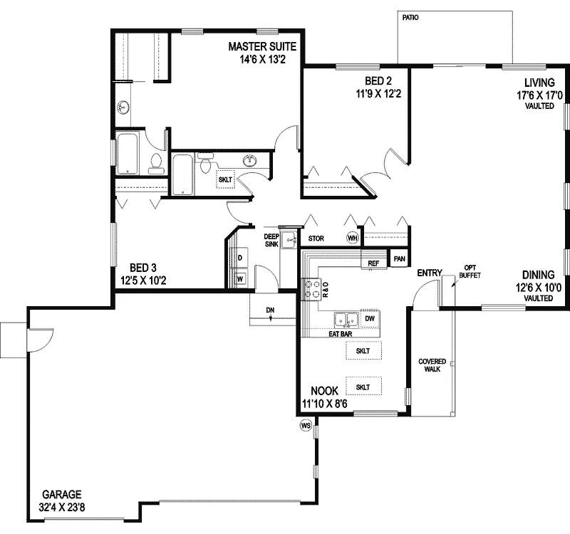 Ranch House Plan First Floor - Grasmere Country Home 085D-0870 - Search House Plans and More