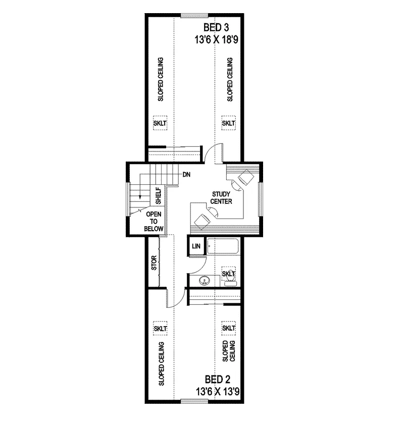 Country House Plan Second Floor - Noonan Narrow Lot Country Home 085D-0872 - Shop House Plans and More