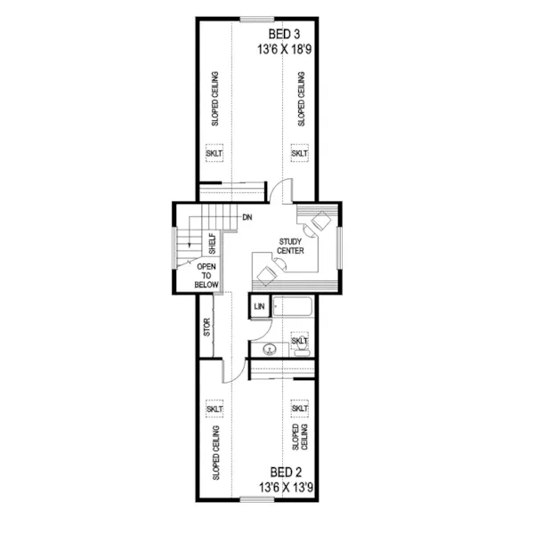 Traditional House Plan Second Floor - Noonan Narrow Lot Country Home 085D-0872 - Shop House Plans and More