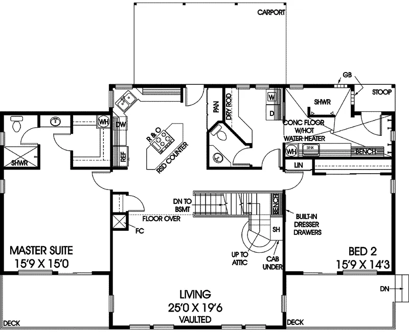 Lake House Plan First Floor - Shawna Rustic Home 085D-0873 - Shop House Plans and More