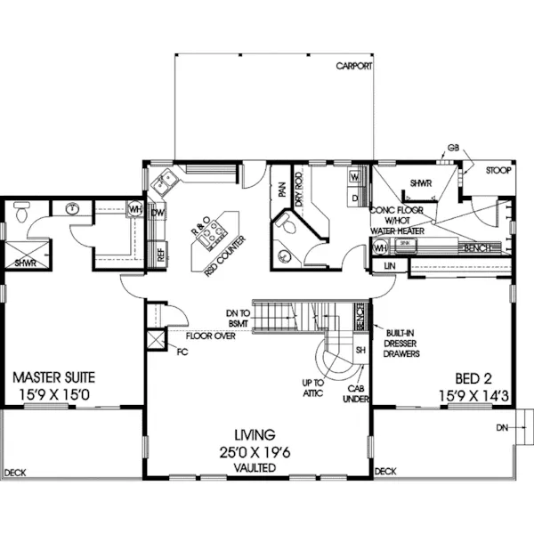 Waterfront House Plan First Floor - Shawna Rustic Home 085D-0873 - Shop House Plans and More