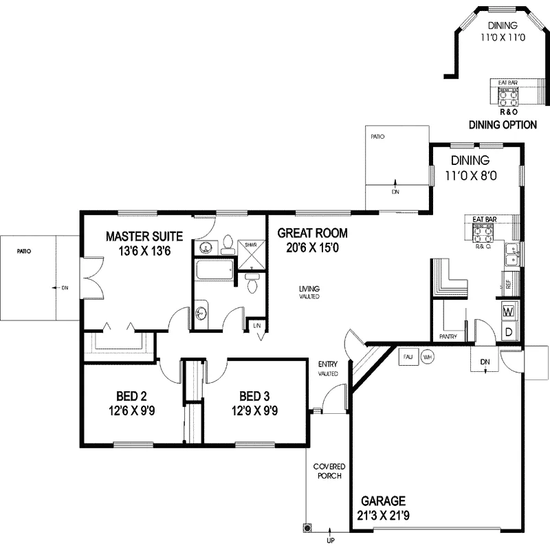 Ranch House Plan First Floor - Stine Hill Country Home 085D-0875 - Shop House Plans and More