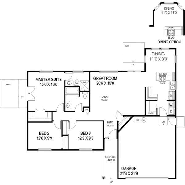 Ranch House Plan First Floor - Stine Hill Country Home 085D-0875 - Shop House Plans and More