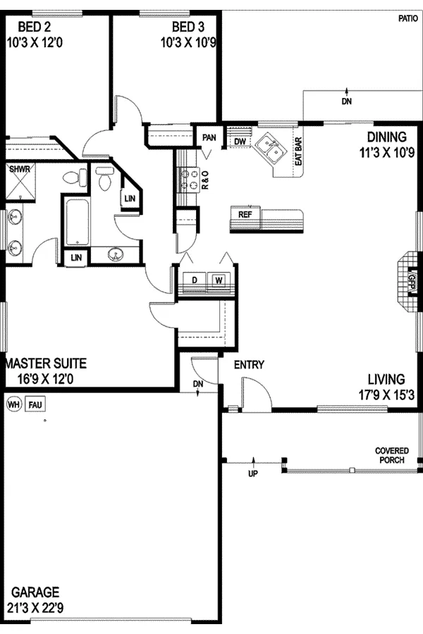 Country House Plan First Floor - Paddock Point Country Ranch Home 085D-0881 - Shop House Plans and More