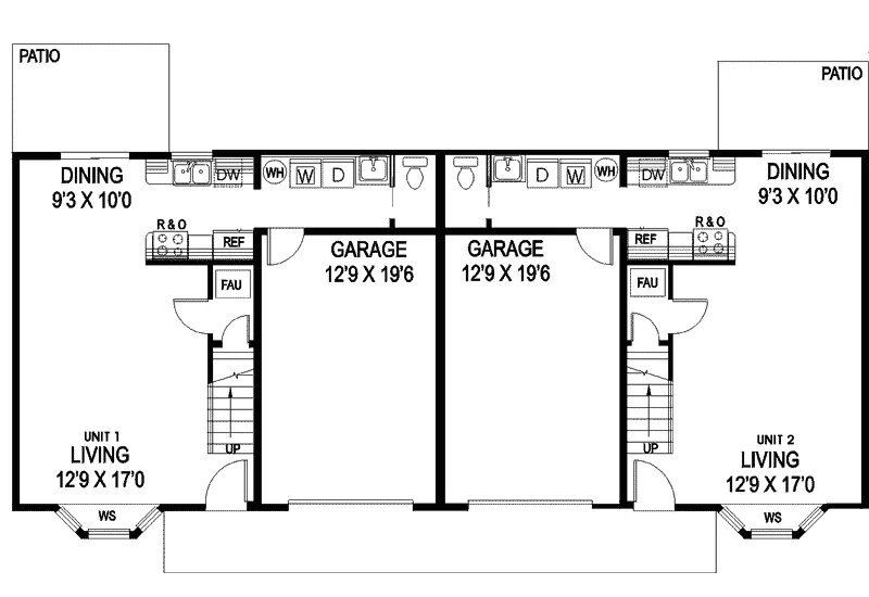 Multi-Family House Plan First Floor - Gainsboro 2-Unit Multi-Family 085D-0882 - Search House Plans and More