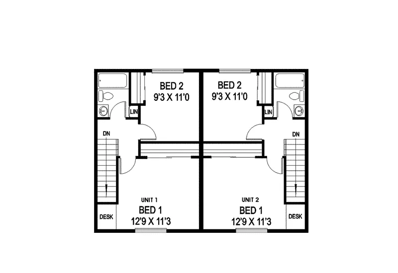 Multi-Family House Plan Second Floor - Gainsboro 2-Unit Multi-Family 085D-0882 - Search House Plans and More