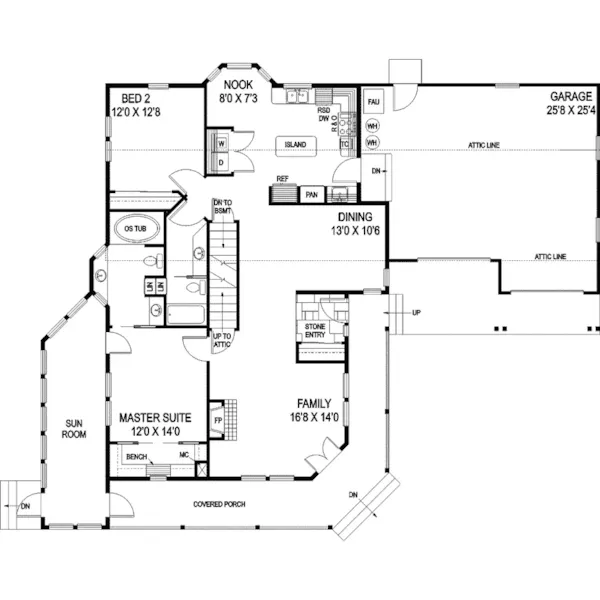 Traditional House Plan First Floor - Maryknoll Mill Country Home 085D-0884 - Shop House Plans and More