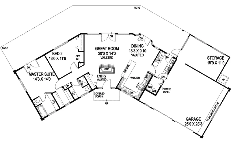 Ranch House Plan First Floor - Randall Point Country Ranch Home 085D-0886 - Shop House Plans and More