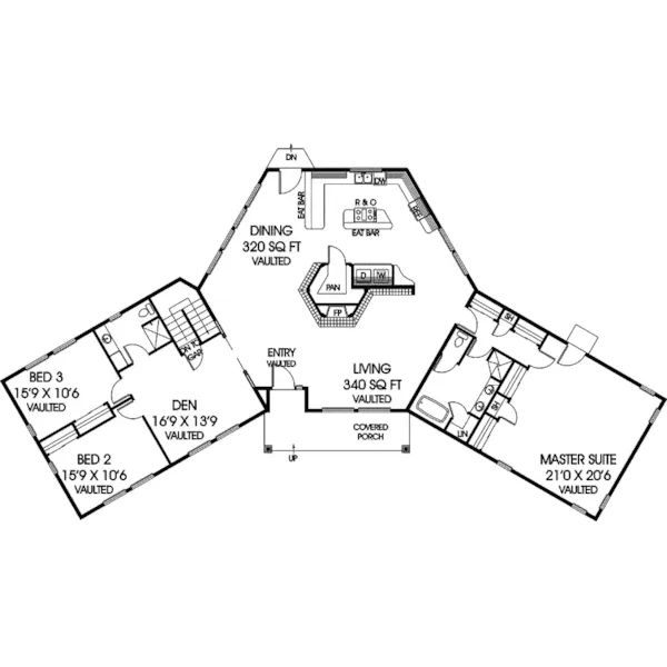 Contemporary House Plan First Floor - Ramsbury Craftsman Home 085D-0888 - Shop House Plans and More