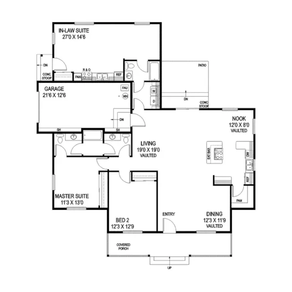 Traditional House Plan First Floor - Lindale Ranch Home 085D-0890 - Shop House Plans and More