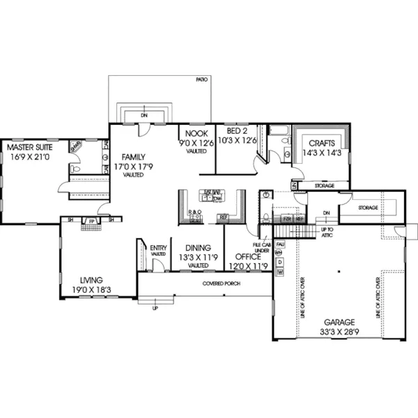 Neoclassical House Plan First Floor - Stonehenge Country Ranch Home 085D-0891 - Shop House Plans and More