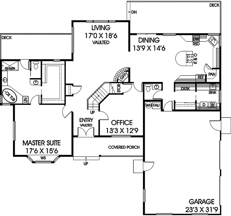 Bungalow House Plan First Floor - Jannette Country Home 085D-0893 - Search House Plans and More