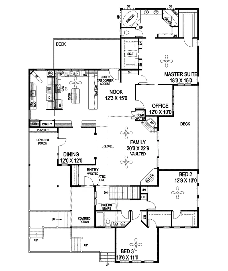 Ranch House Plan First Floor - Farnsworth Cove Craftsman Home 085D-0896 - Search House Plans and More