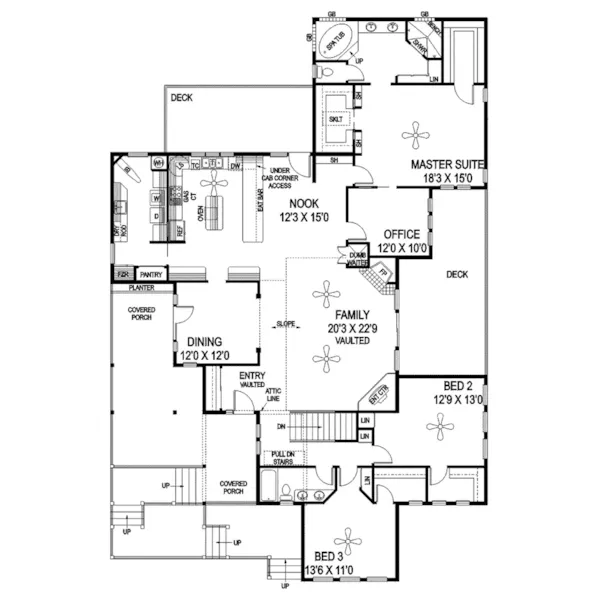 Modern House Plan First Floor - Farnsworth Cove Craftsman Home 085D-0896 - Search House Plans and More