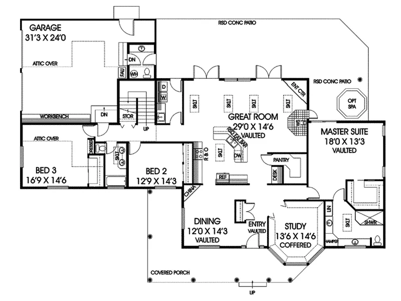 Traditional House Plan First Floor - Floyd Creek Luxury Acadian Home 085D-0897 - Search House Plans and More